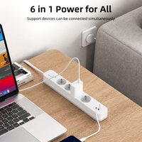 Pheiyon 16A 250V 1.4m Schuko Prizli Çoklu Priz 4 Çıkışlı USB PD Şarj Cihazlı IP20 PP Malzemeli Endüstriyel/Ticari/Hastane Kullanımı İçin