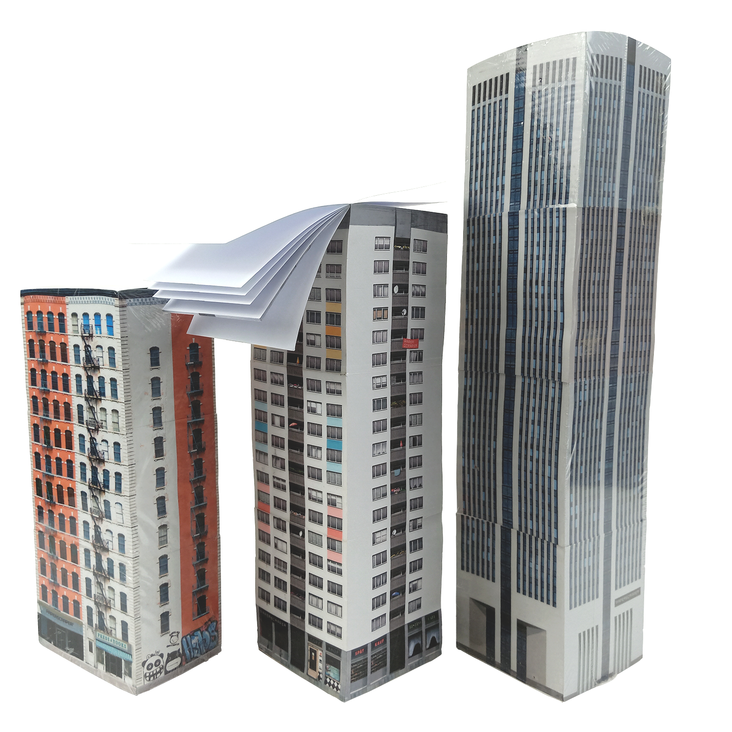 Симпатичные блокноты для записей в форме здания на заказ, клейкие заметки, печать, подарок, школьные и офисные канцелярские принадлежности, набор бумажных наклеек
