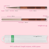 Pinceau Liner à Ongles en Kolinsky en Gros, Manche en Bois de Santal, pour Dessin de Rayures Fines, Peinture, Stylo de Peinture, Vernis Gel, Pinceaux d'Art Aquarelle