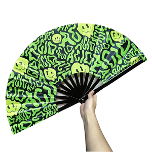 Hot Sale Folding Hand Fan Logo Custom Fabric Bamboo Fans 13 Inch Sublimation Blanks logo Bamboo Fan for Wedding Dance Gift