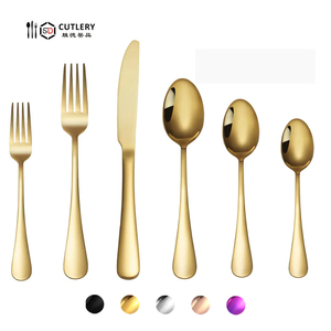 Juego de Cubiertos de Acero Inoxidable Dorado con LOGO Personalizado, Cucharas, Tenedores y Cuchillo para Boda - Product Image 1