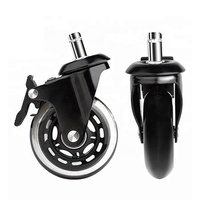 Pengxing 3 pouces roulettes pivotantes avec sécurité double verrouillage mobile roulettes de chaise d'ordinateur PU chaise de bureau roulettes de meubles