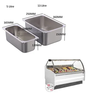 5 & 7L Stainless Steel Ice Cream Display Freezer Machine 10 Pans Storage Container