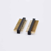 Connecteur de batterie en laiton plaqué or 10 broches, mâle-femelle, pas de broches 2,54 mm, à angle droit, simple rangée, pour applications PCB