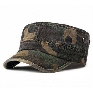Casquette plate à 5 panneaux pas chère, style cadet, vintage, effet vieilli, camouflage, pour sports de plein air - Product Image 2