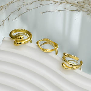 Trendy 2025 Women's Stackable Designer Rings <b>Set</b> Smooth Surface Geometric <b>Gold</b> Mirror Finish Wholesale Fashion Jewelry - Product Image 6