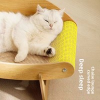 Lit de repos pour chat surélevé en bois stable avec surface en sisal naturel, idéal pour chats à poils longs et courts
