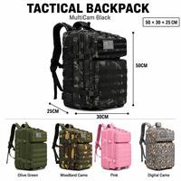 Sac à dos tactique compact EDC 36-55L, imperméable, système Molle, pour la gym, le fitness, le quotidien, les voyages en plein air