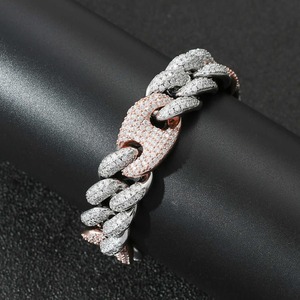 Wholesale 20mm Two-Tone G Link Sterling Silver 925 Moissanite Brilliant Cut Cuban Hiphop Style <b>Bracelets</b> <b>Bangles</b> - Product Image 1