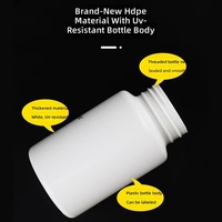 Bouteilles en plastique HDPE blanches 30/50/100 ml pour médicaments, résistantes à la lumière, sérigraphiées, avec bouchon à vis inviolable, emballage pour produits solides