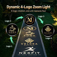 Projecteur de logo LED 200W avec zoom, taille d'image réglable, 4 logos rotatifs, lumière Gobo pour le marketing commercial des marques