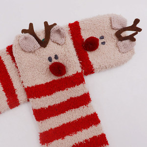 Chaussettes en velours pour <span class=keywords><strong>femmes</strong></span>, couleur corail, pour noël, vente en gros, en coton, personnalisées, Calcetines, style poupée de neige, 2021 - Product Image 3