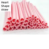 The best MOON 100pcs Heart Shaped Pink Straws Disposable Drinking