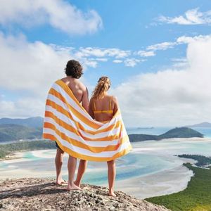 ผ้าขนหนูชายหาดลายทางรีไซเคิลแบบคลาสสิกปักลายตามสั่ง - Product Image 4
