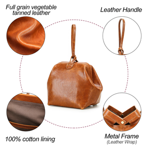 Bolso Mini de Mano <span class=keywords><strong>para</strong></span> Mujer con Cierre de Bisagra Metálica, de Cuero Genuino de Grano Completo Curtido Vegetal, Bolso Pequeño <span class=keywords><strong>para</strong></span> Uso Diario, Casual o Fiestas - Product Image 6