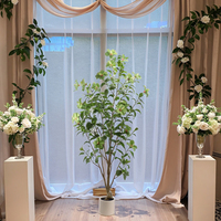 Décoration de plantes artificielles pour la maison et l'extérieur Arbre à fleurs artificielles Hibiscus Syriacus avec pot en plastique Ornement durable