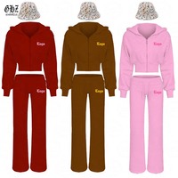 Conjunto de Dos Piezas de Invierno Y2K para Mujer, Sudadera con Capucha y Logotipo Personalizado, Chaqueta con Cierre, Pantalones Deportivos Ajustados, Combinación Multicolor