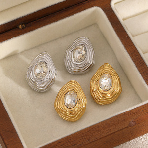 Pendientes de Zirconia Retro Europeos Americanos, Forma de Lágrima, Acero Inoxidable, Joyería para Fiestas, Accesorios de Moda para Mujer - Product Image 1