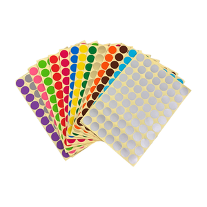 Tailles personnalisées : 1 cm, 2 cm, 3 cm ; étiquettes codées par couleur ; étiquettes rondes colorées inscriptibles ; autocollants ronds adhésifs. - Product Image 1