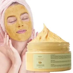 Cosmétiques de marque privée beauté nettoyeur de pores Anti acné points noirs visage soins de la peau bio végétalien curcuma argile masque facial