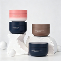 Pot cosmétique en PP noir de 200g 300g, à large ouverture, en plastique, à fond rond, pour crème, beurre corporel et cheveux