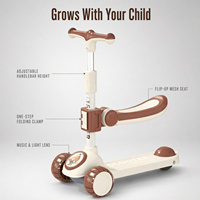 Trottinette pliable à trois roues de haute qualité pour enfants, roues en PU, jouet d'extérieur pour garçons et filles