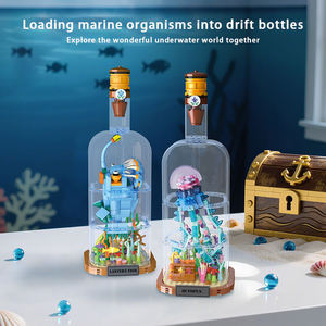 Ensemble de 4 jouets de construction pour enfants en forme de bouteilles de mer profonde, avec poissons-clown, hippocampes, poulpes et poissons-loups, veilleuse LED, décoration d'intérieur, cadeau - Product Image 3