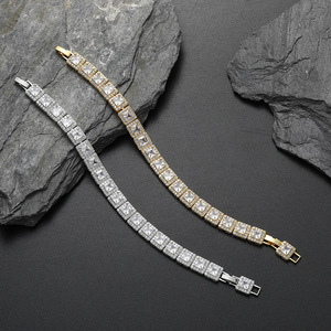 9Mm Square Tennis <b>Bracelet</b> <b>Copper</b> Micro-inlaid Zircon Hip Hop Couple Tanjing Fashion Lijing Necklace - Product Image 1