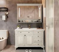 Ensemble de meuble-lavabo de salle de bain intelligent en chêne blanc sur mesure avec miroir, design moderne, mural, pour appartement et villa, avec rangement au sol