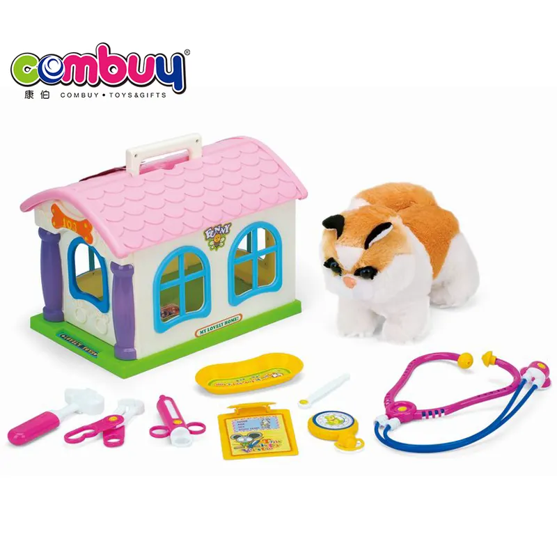 Sevimli kedi köpek oyna pretend oyunu çocuklar evcil hayvan kafesi peluş hayvan oyuncak