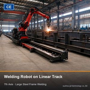 Robot de soudage BORUNTE sur rail linéaire, 7ème axe, portée 1,5M-3M, cobot de soudage pour soudage automatique de longues coutures sur grandes structures en acier - Product Image 1