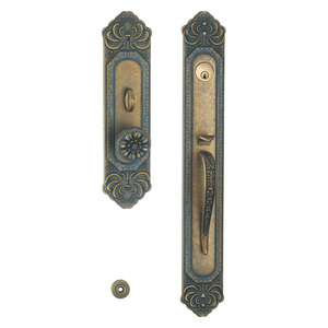 Manija de puerta doble clásica de lujo para villa, juego de manijas de palanca para entrada exterior con cerradura, ideal para proyectos residenciales de gran entrada. - Product Image 6