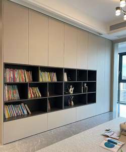 Bibliothèque murale entièrement personnalisée, design moderne, pour salon, bureau à domicile et appartement - Conception modulaire gain de place - Product Image 2