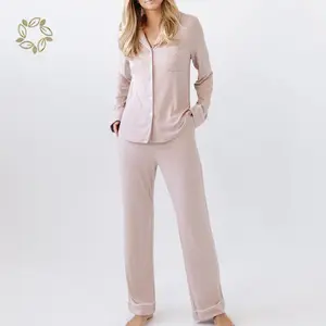 Women Bamboo Pajamas Maternity Cardigan and pant Long Sleeve Nursing sleepwear Maternity Pyjamas Set