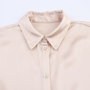 Camicetta da Donna in Raso con Colletto Rovesciato, Maniche Lunghe, Fiocco, Tinta Unita, Casual e Alla Moda in Due Colori - Product Image 4