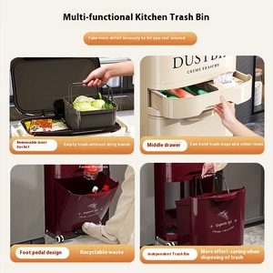 Nuovo Design facile da aprire pattumiera a doppio strato di grande capacità con coperchio di separazione a secco bagnato cestino della spazzatura da cucina - Product Image 3