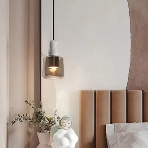 Lámpara colgante de mesita de noche LED de diseñador de lujo con luz simple moderna de cristal de mármol - Product Image 3