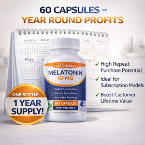 Complément de sommeil personnalisé à la mélatonine, <span class=keywords><strong>capsules</strong></span> à dissolution rapide, haute puissance, soutien au sommeil pour adultes, norme américaine GMP - Product Image 5