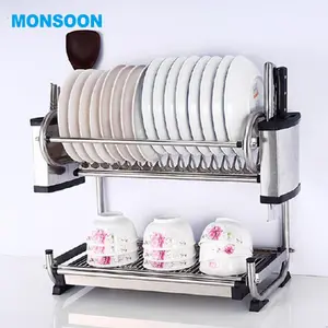 Muson lüks çift katmanlar mutfak rafı bulaşık kurutma makinesi plastik tepsiler