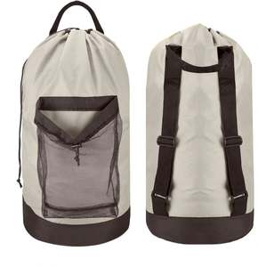 <b>Laundry</b> <b>Bag</b> Pocket Durable Nylon Backpack Clothes Hamper <b>Bag</b> with Shoulder Straps <b>Mesh</b> 4~16 OZ Organic Cotton Drawstring <b>Bag</b> - Product Image 1