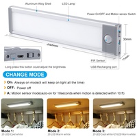 Lampes de cuisine murales étanches à 3 modes de couleur, magnétiques, 58 LED, sans fil, avec détecteur de mouvement, modernes