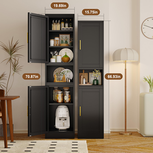 حمام حديث 71 \ \ "طويل القامة ببابين 3 أرفف قابلة للتعديل منظم أرضيات زاوية نحيف لغسيل الملابس والمكاتب المنزلية والمعيشة - Product Image 4