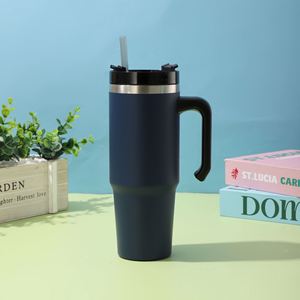Produit transfrontalier très demandé : Gobelet de voyage isotherme en acier inoxydable de 30 oz avec poignée et paille - Product Image 3