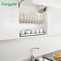 Kangyale Armoire de cuisine Égouttoir à vaisselle mural à 2 niveaux Égouttoir à vaisselle intégré Plateau en acier inoxydable Égouttoir à vaisselle