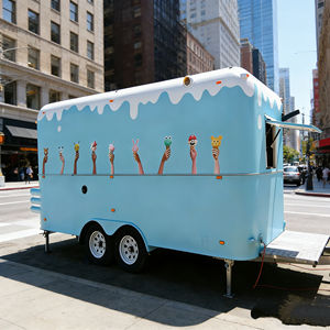 Carrito de Comida Móvil de Acero Inoxidable Azul Claro con 4 Ruedas, Diseño de Goteo de Crema, 2 Años de Garantía, para Venta de Aperitivos y Bebidas en Parques de Atracciones - Product Image 5