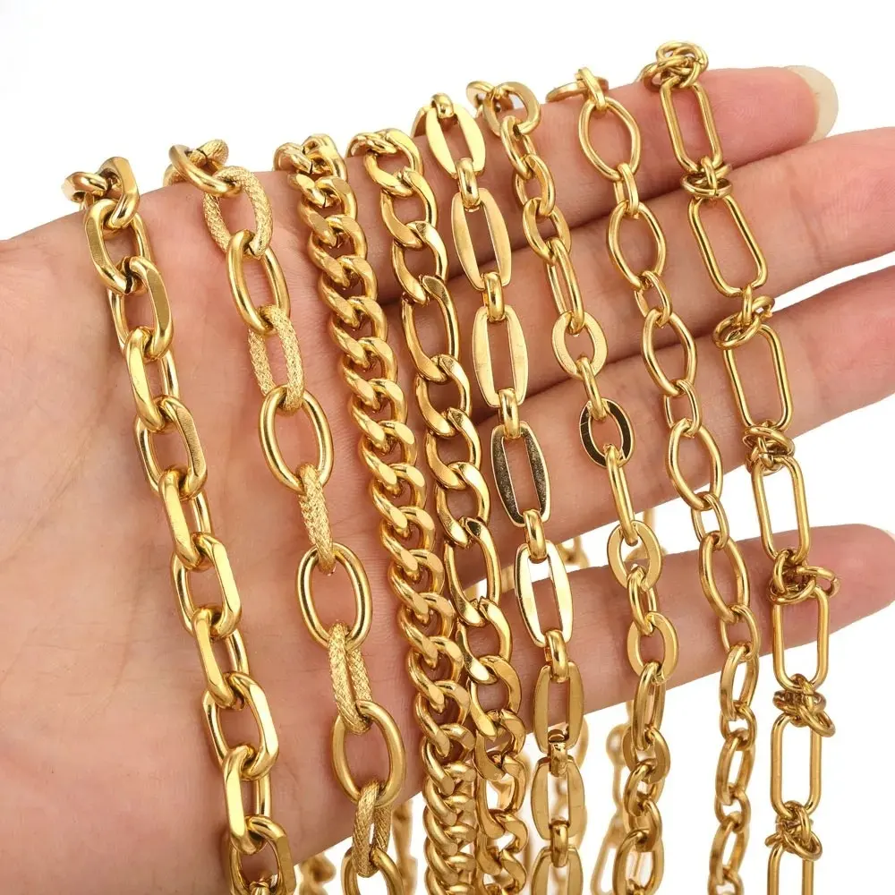 Paslanmaz çelik makara rulo metre kolye zincirleri altın metre geniş zincirler bileşenleri takı yapımı için