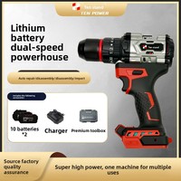 Perceuse à percussion sans balais 21V Lithium-Ion, multi-vitesses, à vitesse variable, réversible, couple élevé, batterie 4.0Ah/6.0Ah, Direct Shili, Nouveau
