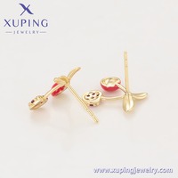 X001152036 Joyería XUPING, Pendientes de Mujer con Diseño de Cereza, Chapados en Oro de 14k, Lindos, Modernos y a la Moda