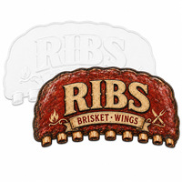 Plaque Métallique Gaufrée Personnalisée OEM pour Décoration Murale de Restaurant BBQ, Patio, Motifs Vintage Côtes de Bœuf, Brisket, Ailes – Vente Directe Usine