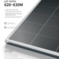 Longi Hi-Mo X6 panneau solaire photovoltaïque à haute efficacité 620W 630W bifacial double verre avancé HPBC 2.0 cellules panneaux solaires